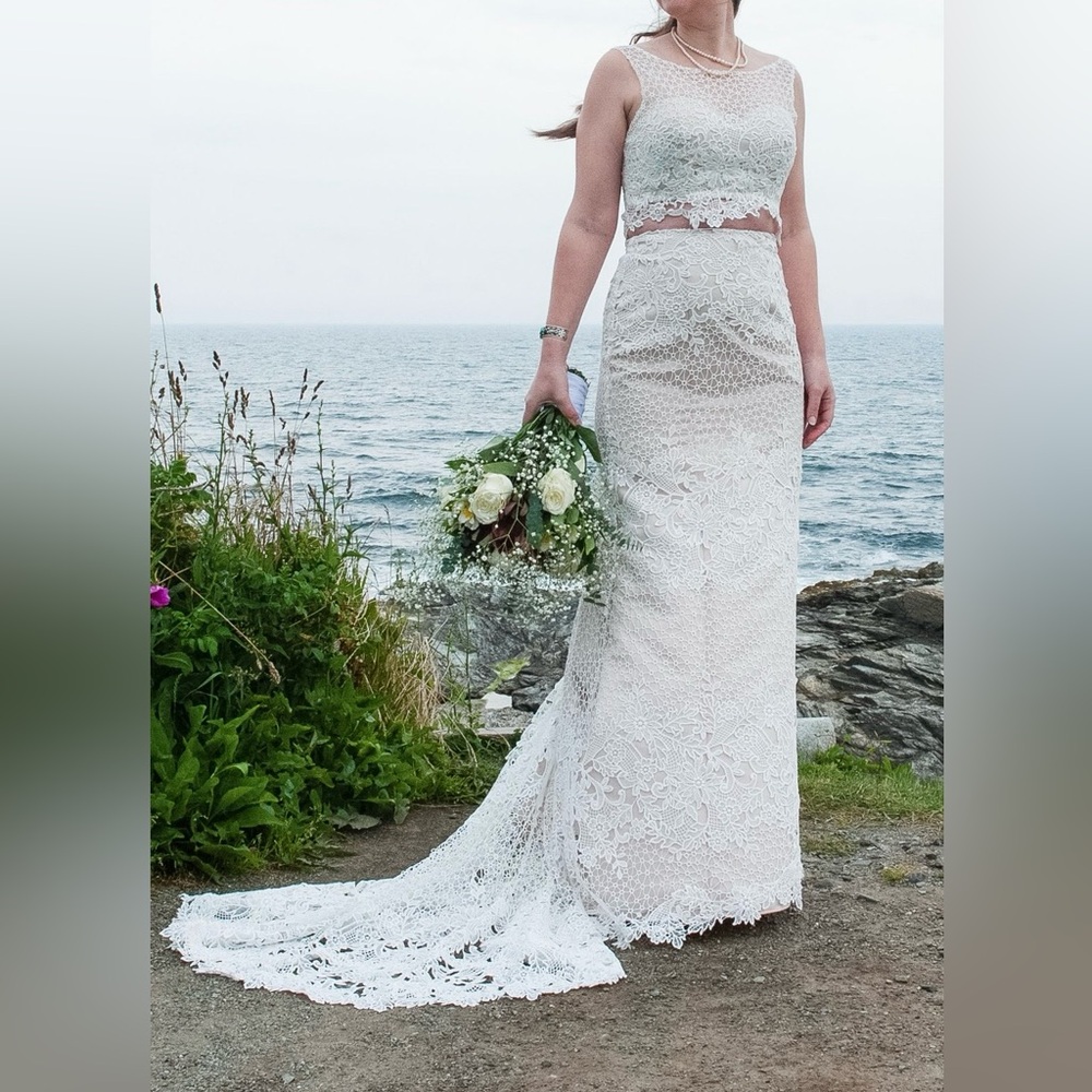 Elegant Lace Overlay two piece Wedding Dress - Picture 6 of 7